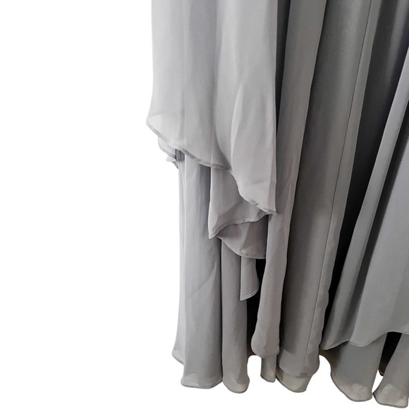 ELIZA J Embellished Flowy Gown Light Gray Maxi Dress Size 4 - Picture 4 of 7